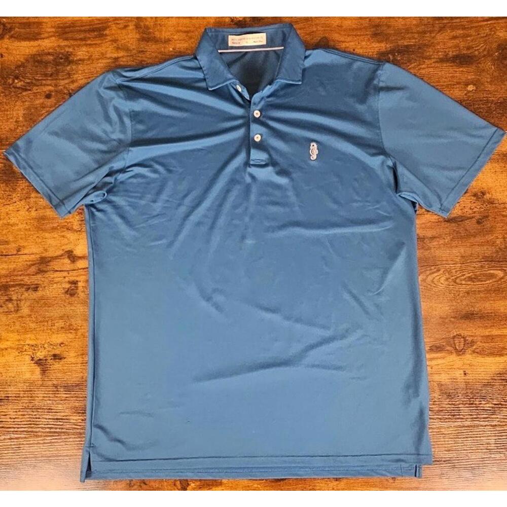 Holderness & Bourne Polo Shirt Mens XL Solid Blue Tailored Fit Golf Shirt